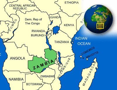 zambia on map