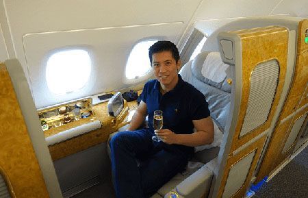 blogger firstclass flight