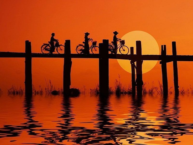 World'S Most Powerful And Best Performing Travel &Amp; Tourism Countries 13 Myanmar Monksbikers Ubein Bridge at Sunset