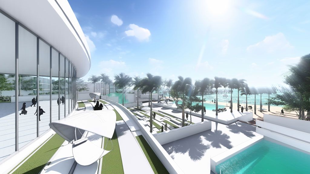 Conrad Hotels Announces A New Property In Ras Al Khaimah, United Arab Emirates 2 Conrad Marjan Island UAE Lobby Terrace rendering