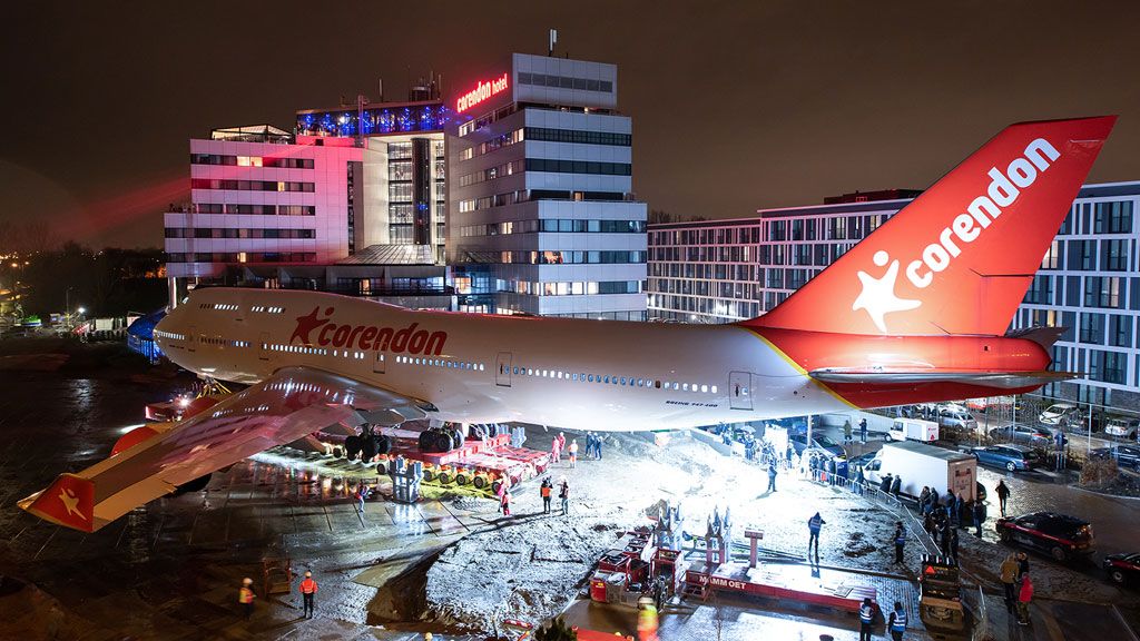 Boeing 747 in hotel garden