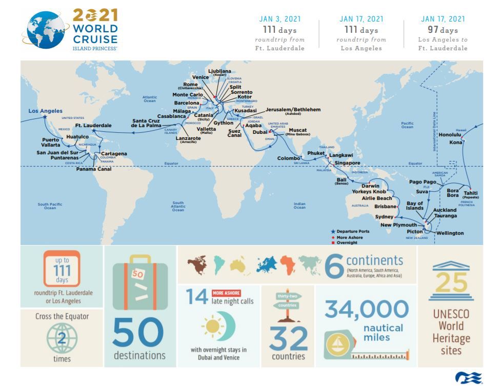 Most Destination-Rich World Cruise