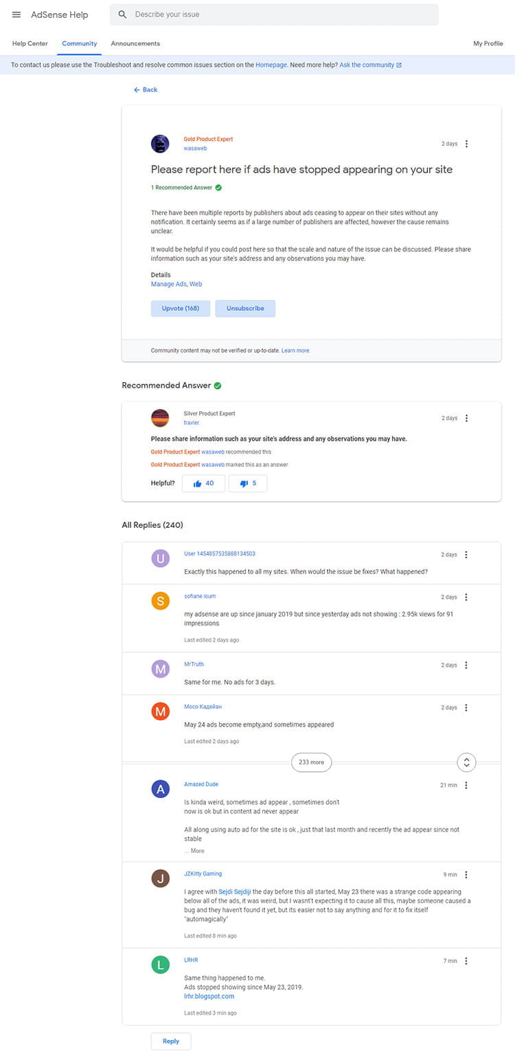 Google ads have stopped appearing