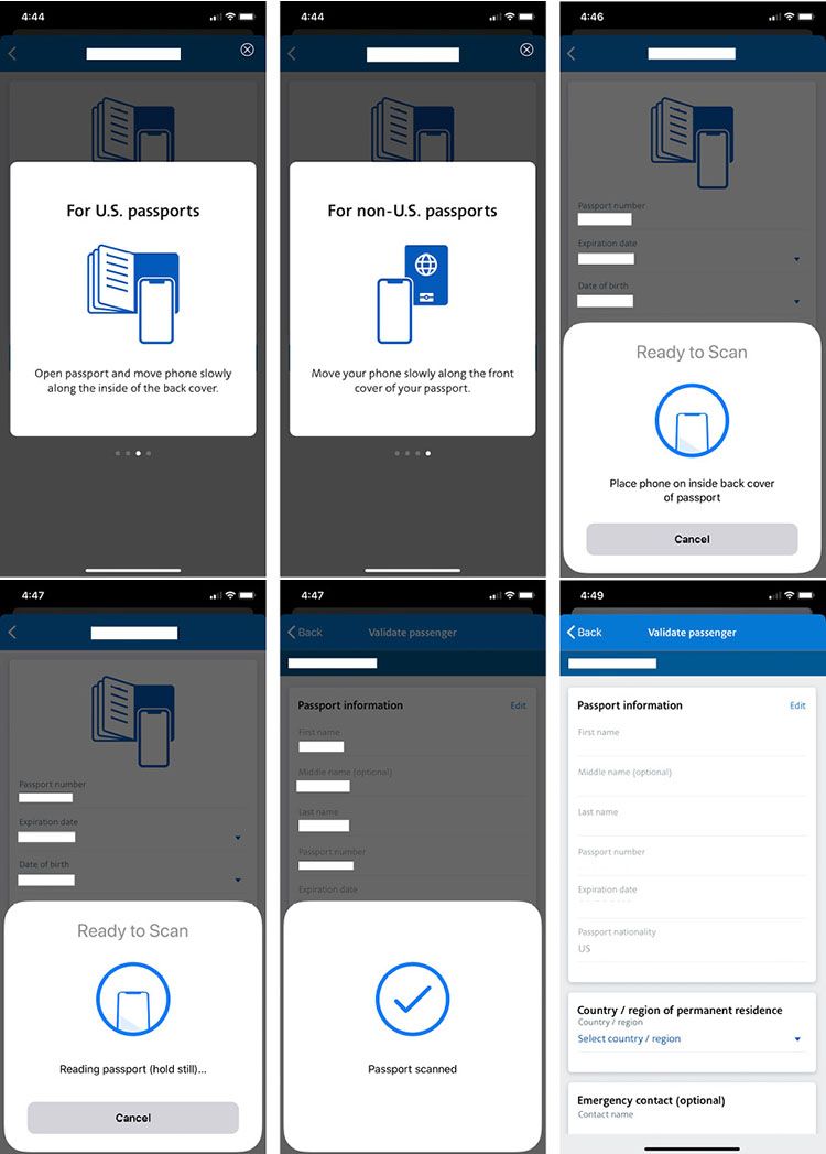 AA mobile passport scanning