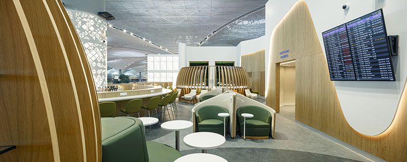 SkyTeam IST lounge seating bar