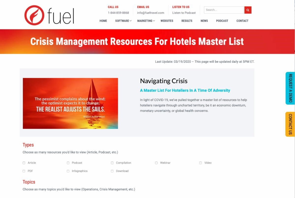 Fuel Crisis Management Resources for Hotels
