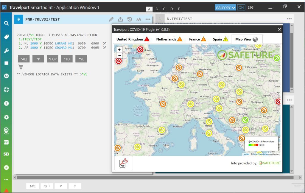Travelport COVID-19 Smartpoint Plugin