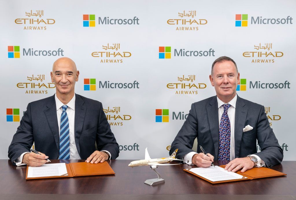 Sayed Hashish, GM, Microsoft UAE and Tony Douglas, Group CEO, Etihad Aviation Group