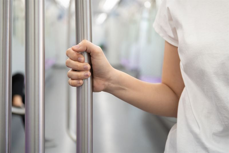 Antimicrobial surfaces on mass transit systems