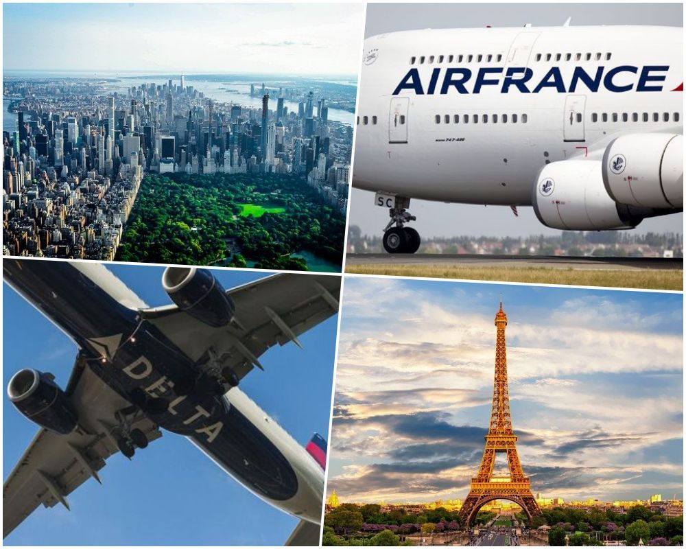 hourly flights New York and Paris