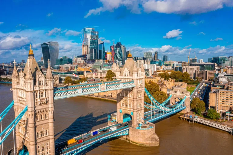 Hotel Openings 199 Aerial panoramic cityscape view of the London Tower Bridge