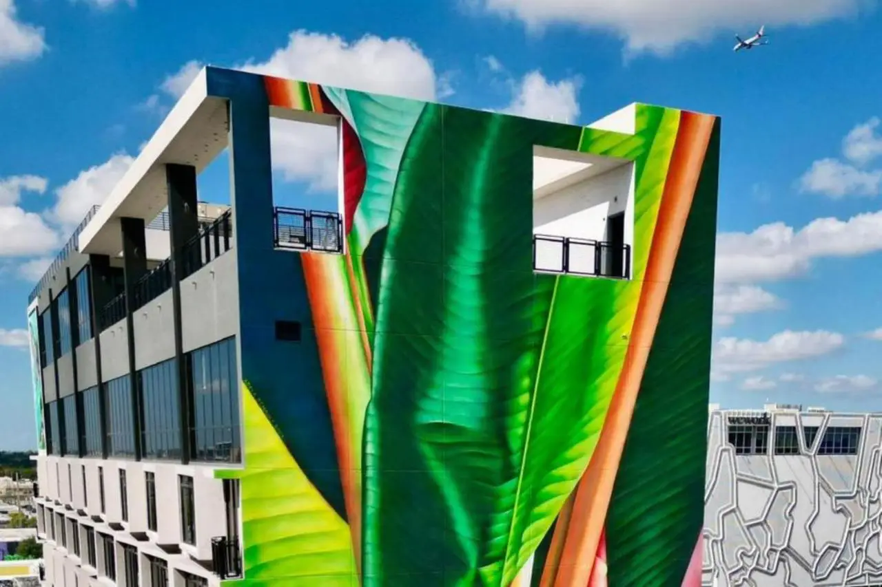 Colorful exterior of the new Moxy Miami Wynwood