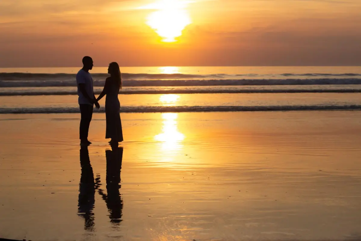 couple's honeymoon romance on the beach