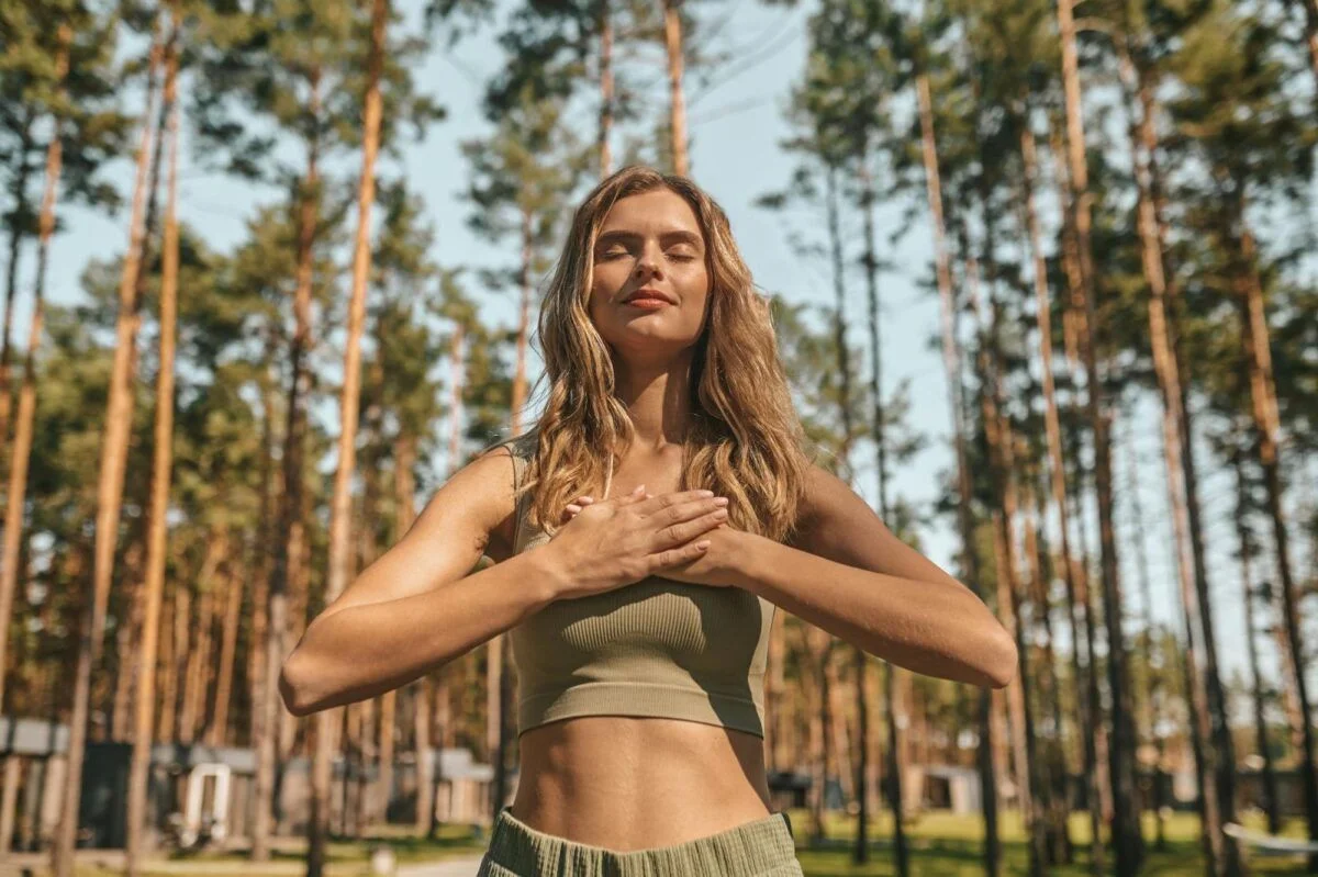 peaceful woman experiencing meditation