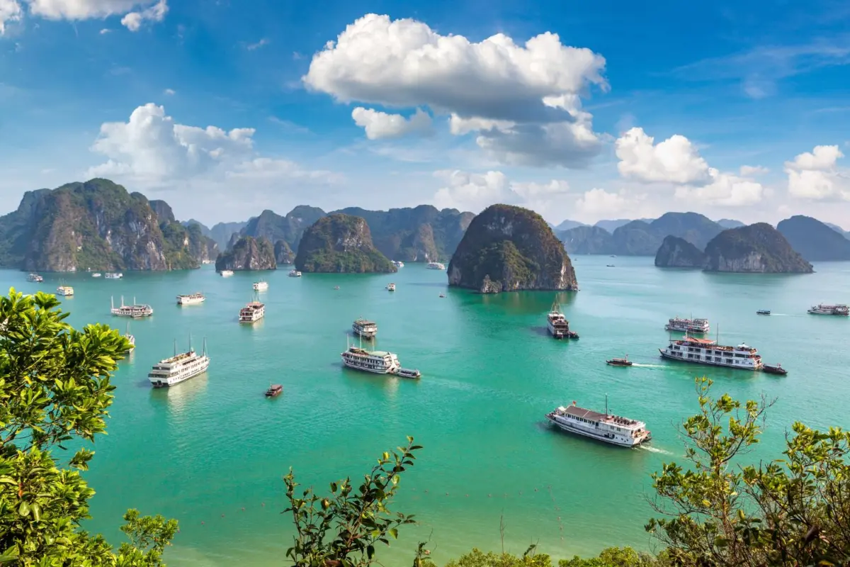 panoramic aerial view of halong bay, vietnam