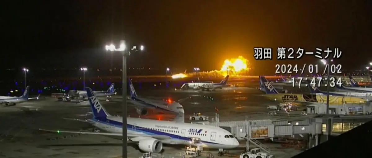 A plane collision at Tokyo's Haneda Airport causes a major fire
