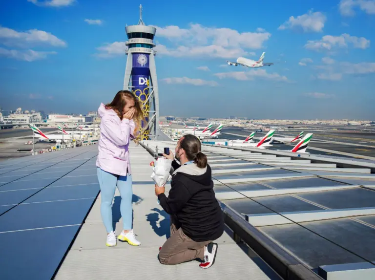 DXB Airport hosts the world's first rooftop proposal on Valentine's Day