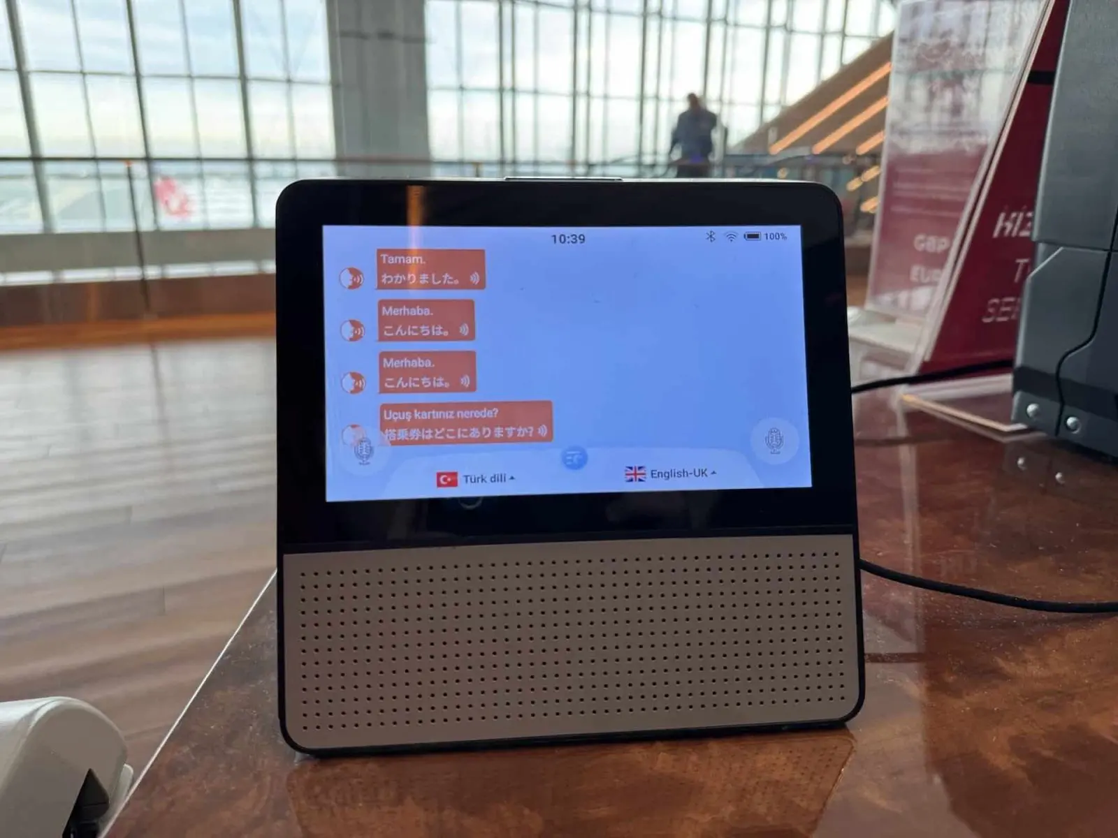 SmartMic language translation devices at Turkish Airlines check in counters