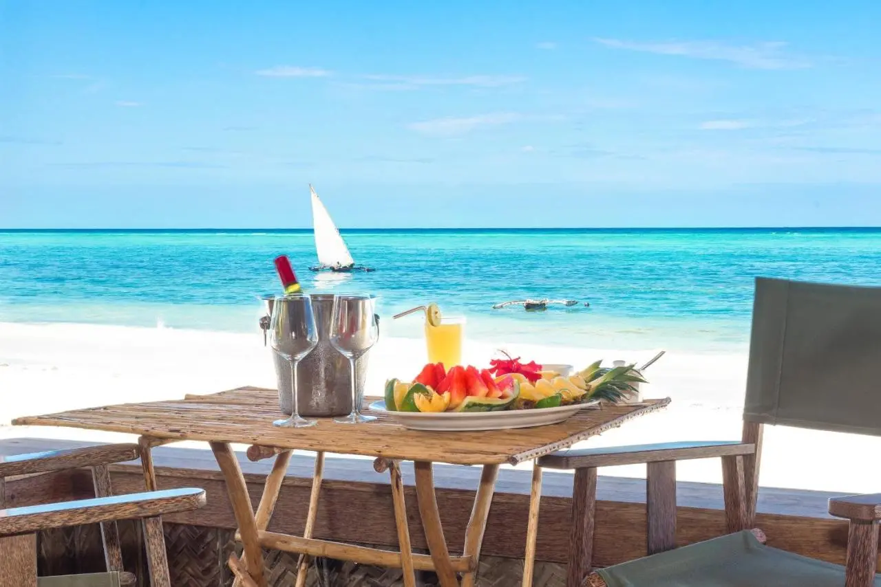 Zanzibar hotel dining by the beach