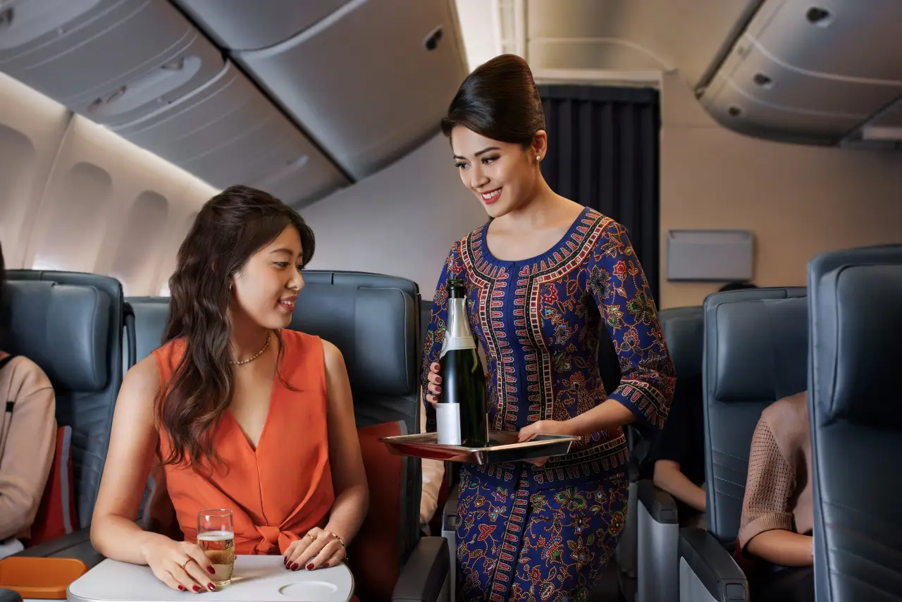 Singapore Airlines Premium Economy Champagne service