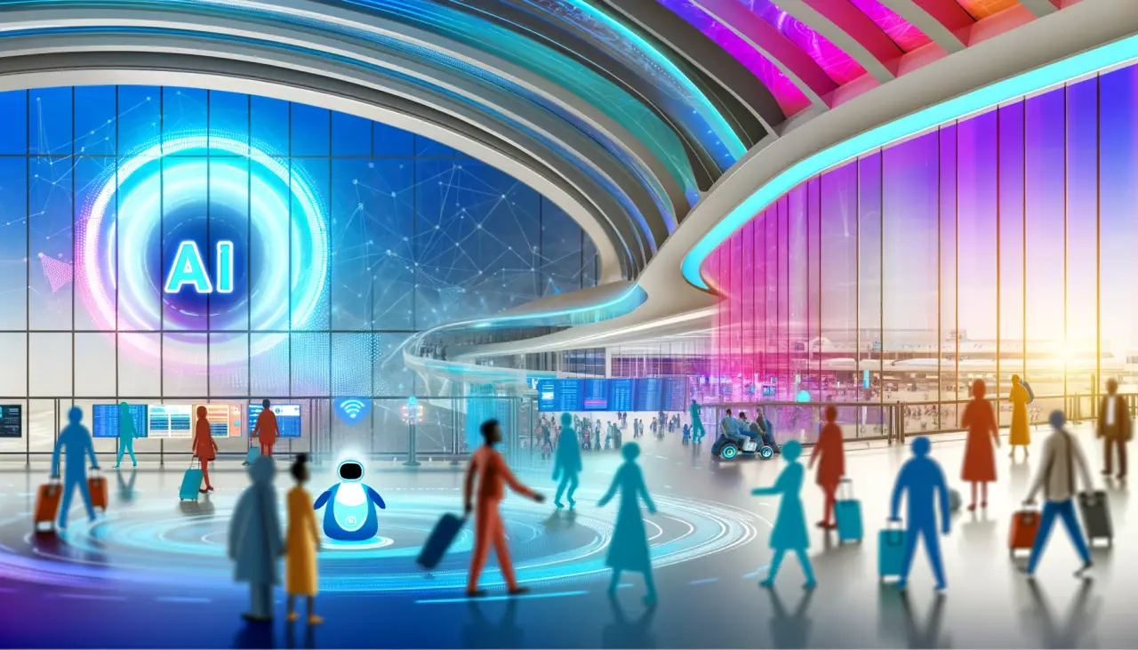 AI generated image for AI shaping the future of travel, futuristic airport