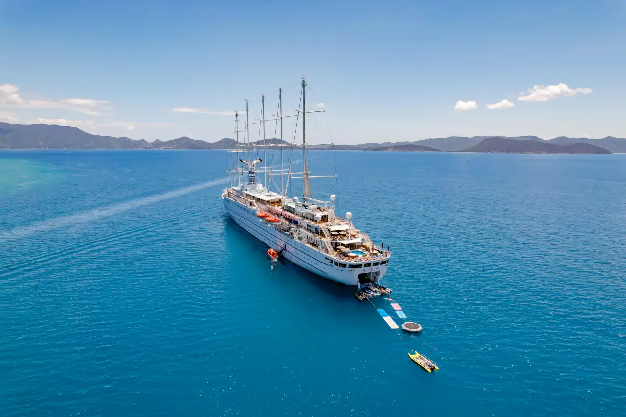 Windstar Cruises' Wind Surf cruise with watersports platform in the Caribbean