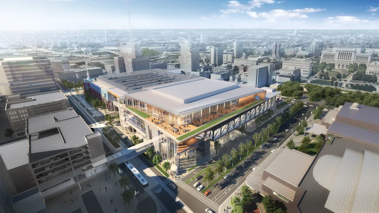 Elevated view from the northeast corner of the Baird Center (Wisconsin Center) expansion.