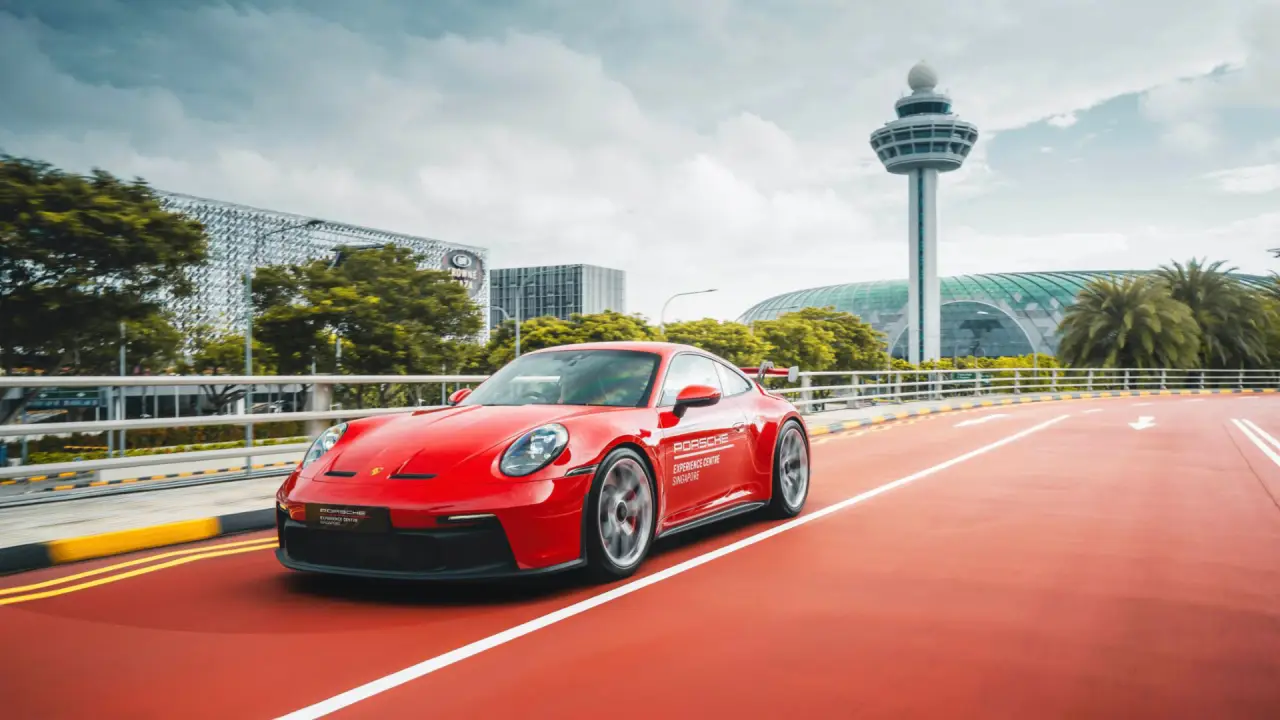 Red Porsche sports car
