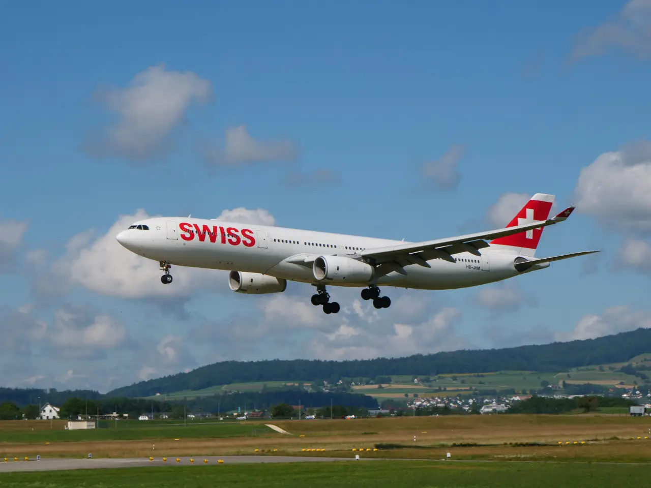 A Swiss aircraft landing gears opened
