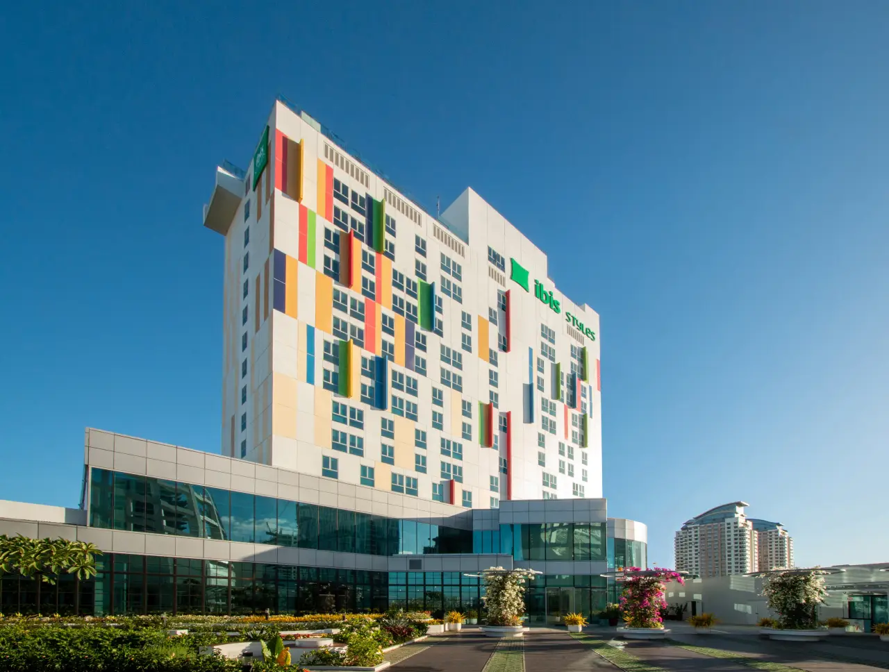 Colorful Exterior Facade of ibis Styles Manila Araneta City