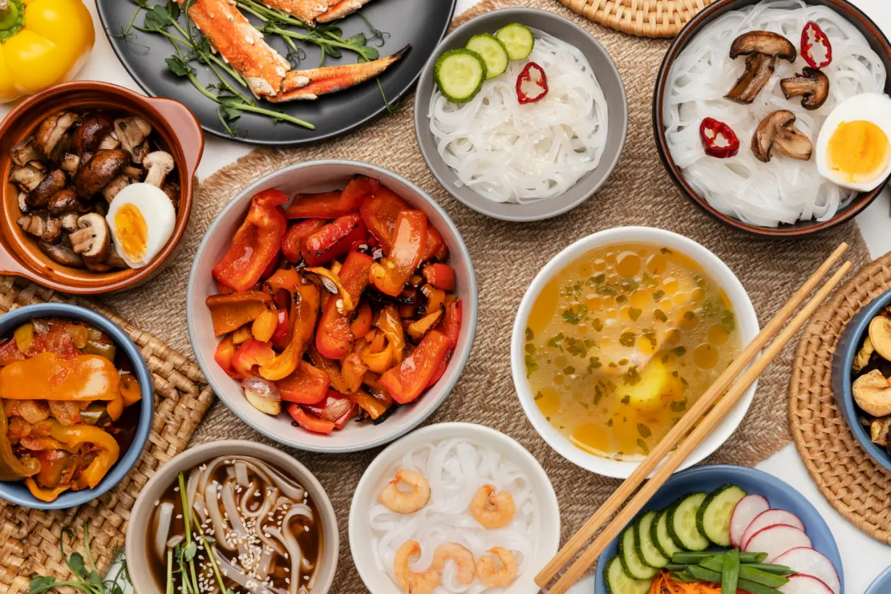 Samples of Asian food samples