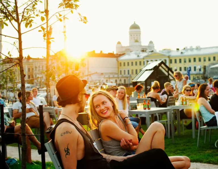 A young couple at Helsinki's Flow Festival in Summer