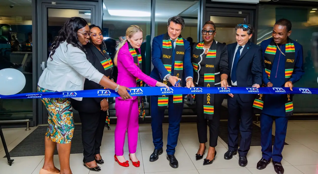 ITA Airways ribbon cutting ceremony for the first flight to Accra Ghana