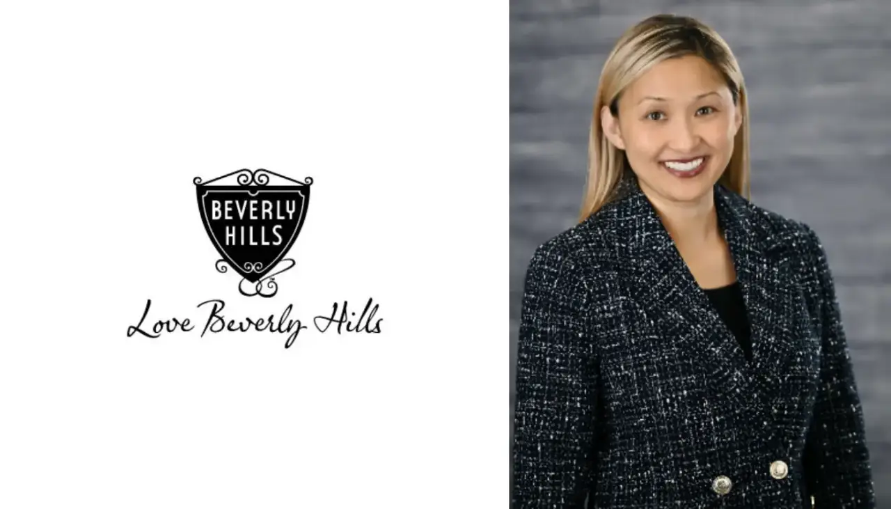 Beverly Hills Conference & Visitors Bureau (BHCVB) logo and photo of DeAnne Yamada as the new Director of Leisure Sales