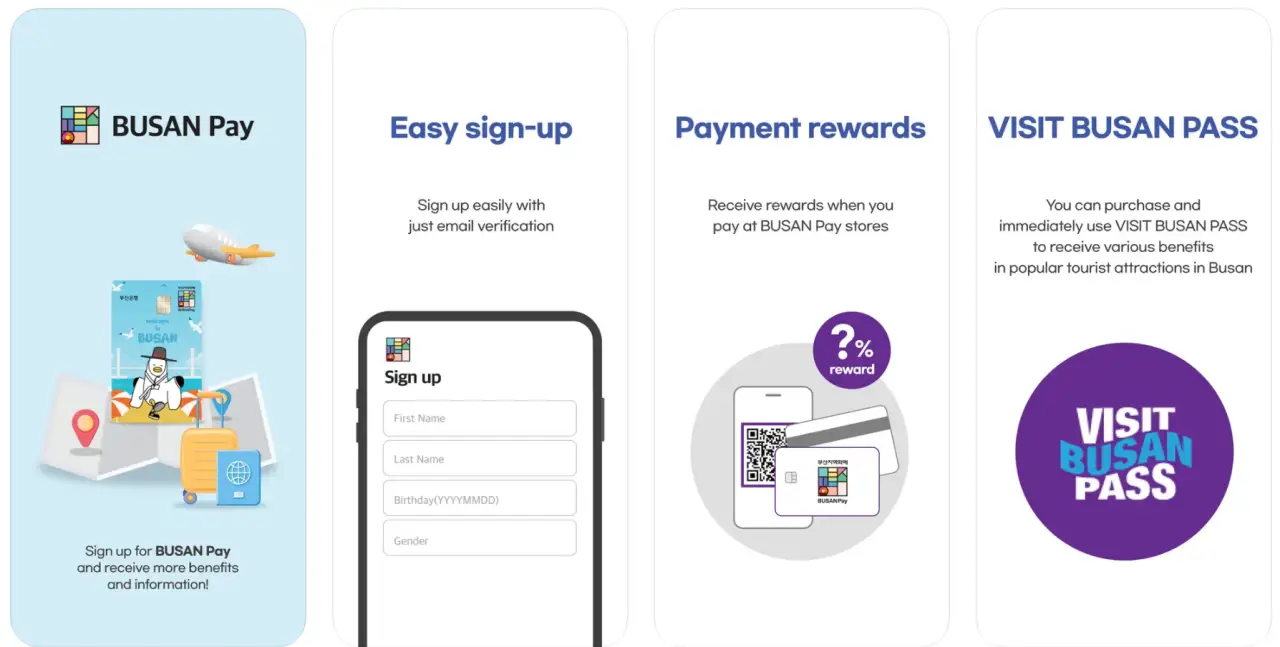 screenshots of Busan Pay app