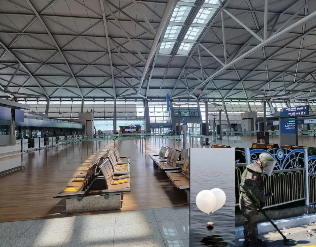 incheon airport north korea balloons