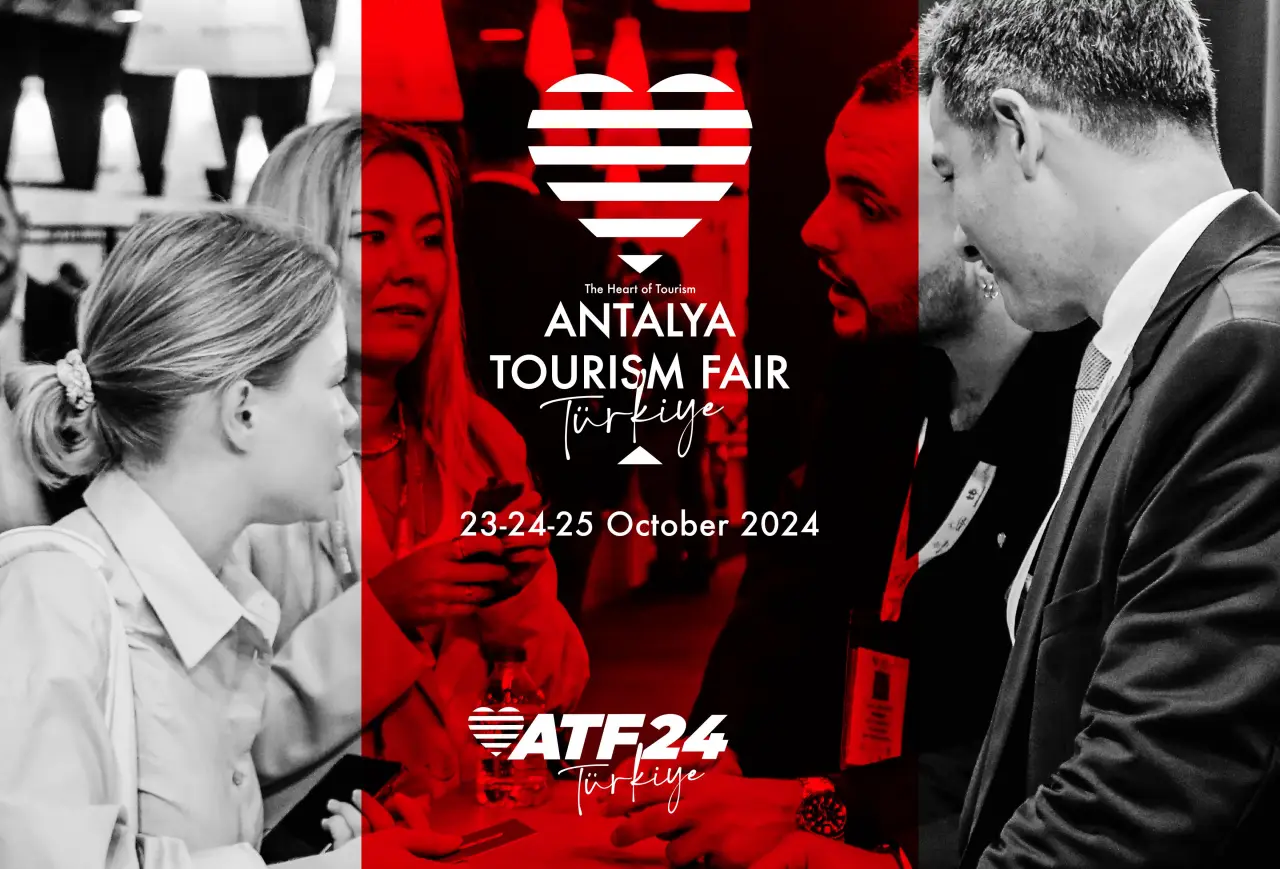 Antalya Tourism Fair 2024 poster showing dates and networking