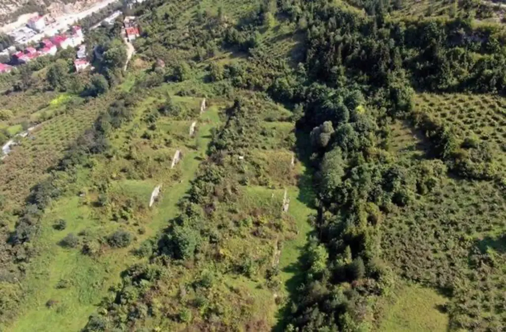 Hidden old NATO base in Trabzon is hardly visible in the green field.