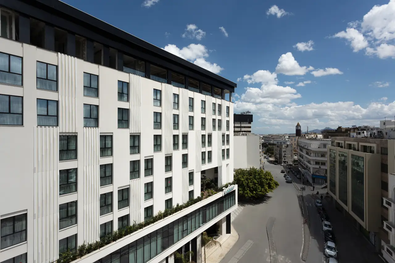 Radisson Opens New Hotel In Tunis City Center 8 White exterior of the new Radisson Hotel in Tunis city Center