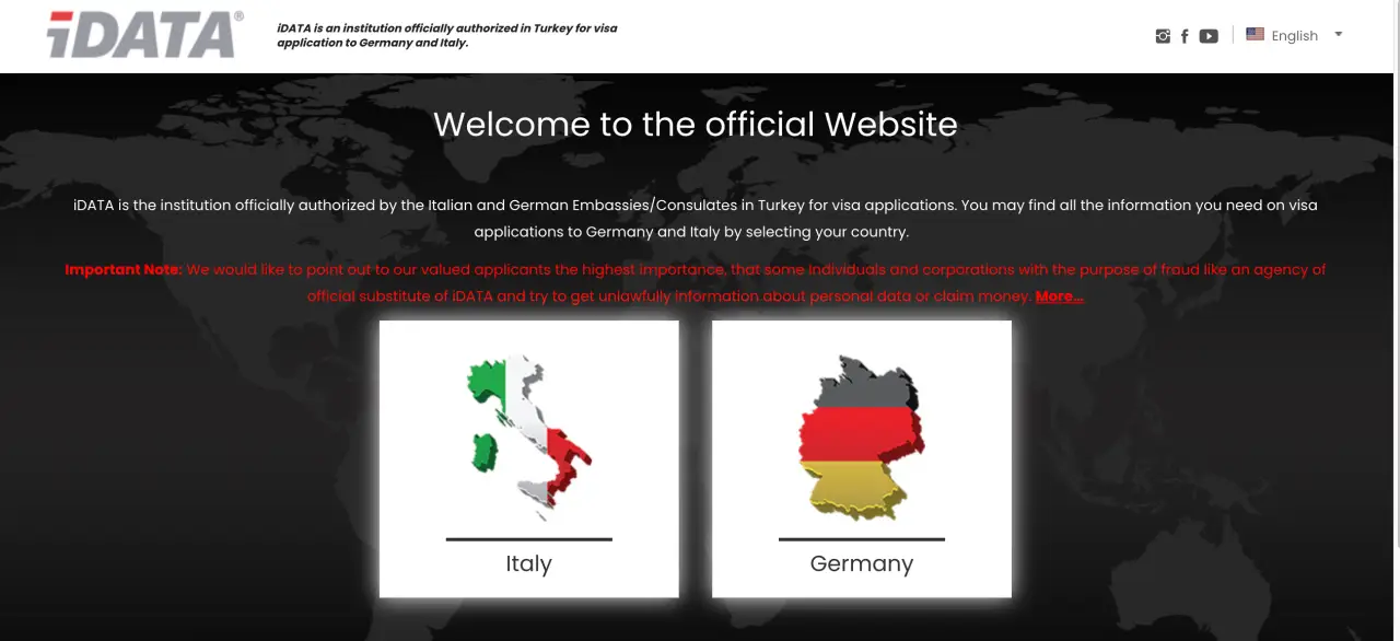 iDATA visa services homepage