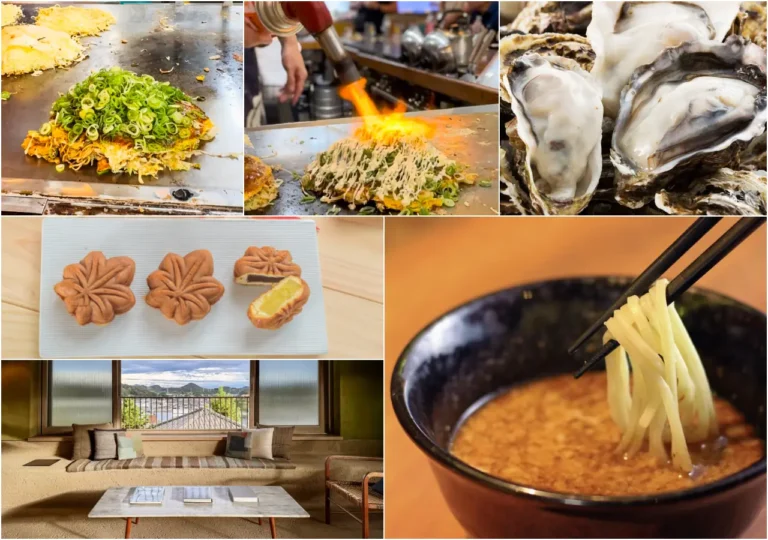 Hiroshima Food Collage Okonomiyaki Oysters Momiji Manju