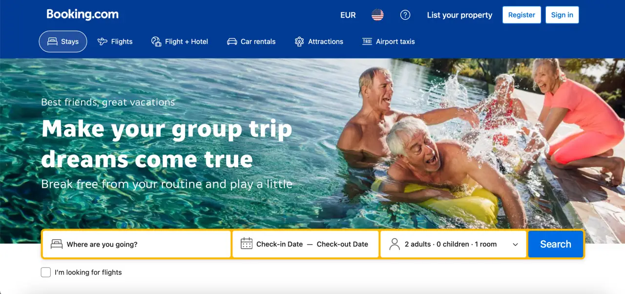 booking com homepage screenshot