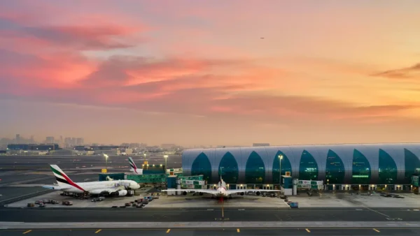 dubai international airport sunset view