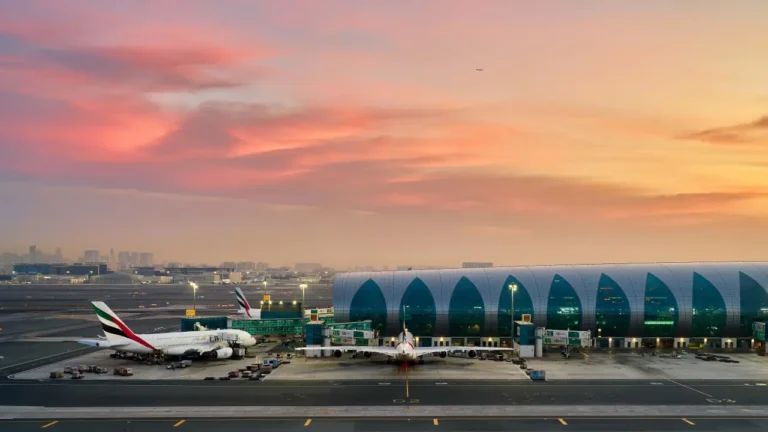 dubai international airport sunset view