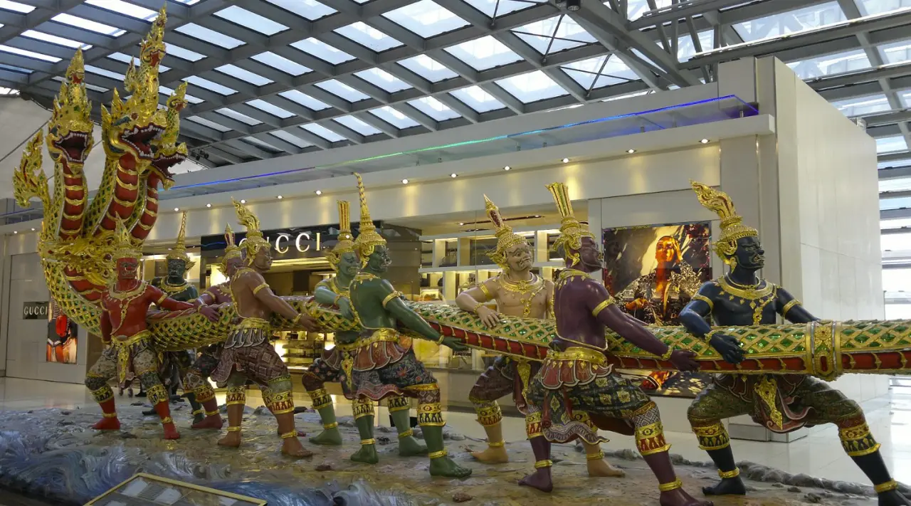 thai mythical statue suvarnabhumi airport