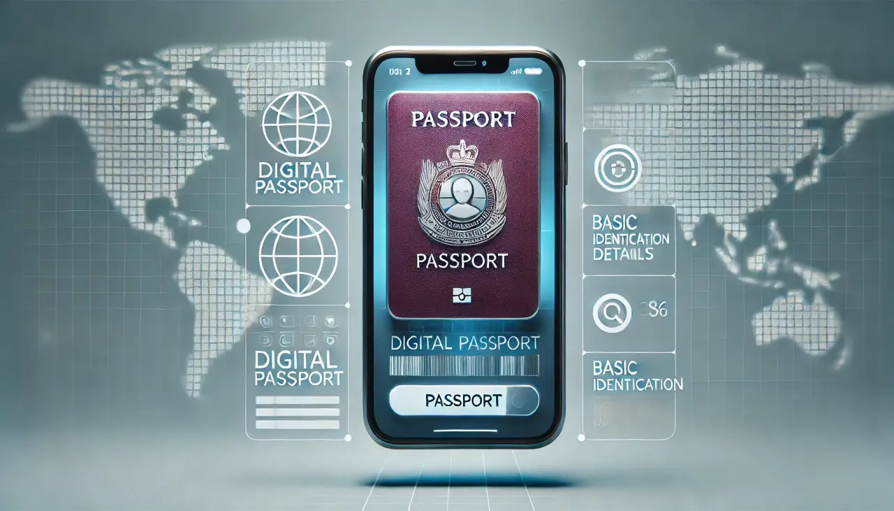 Mobile phone screen displaying a digital passport with essential ID details.