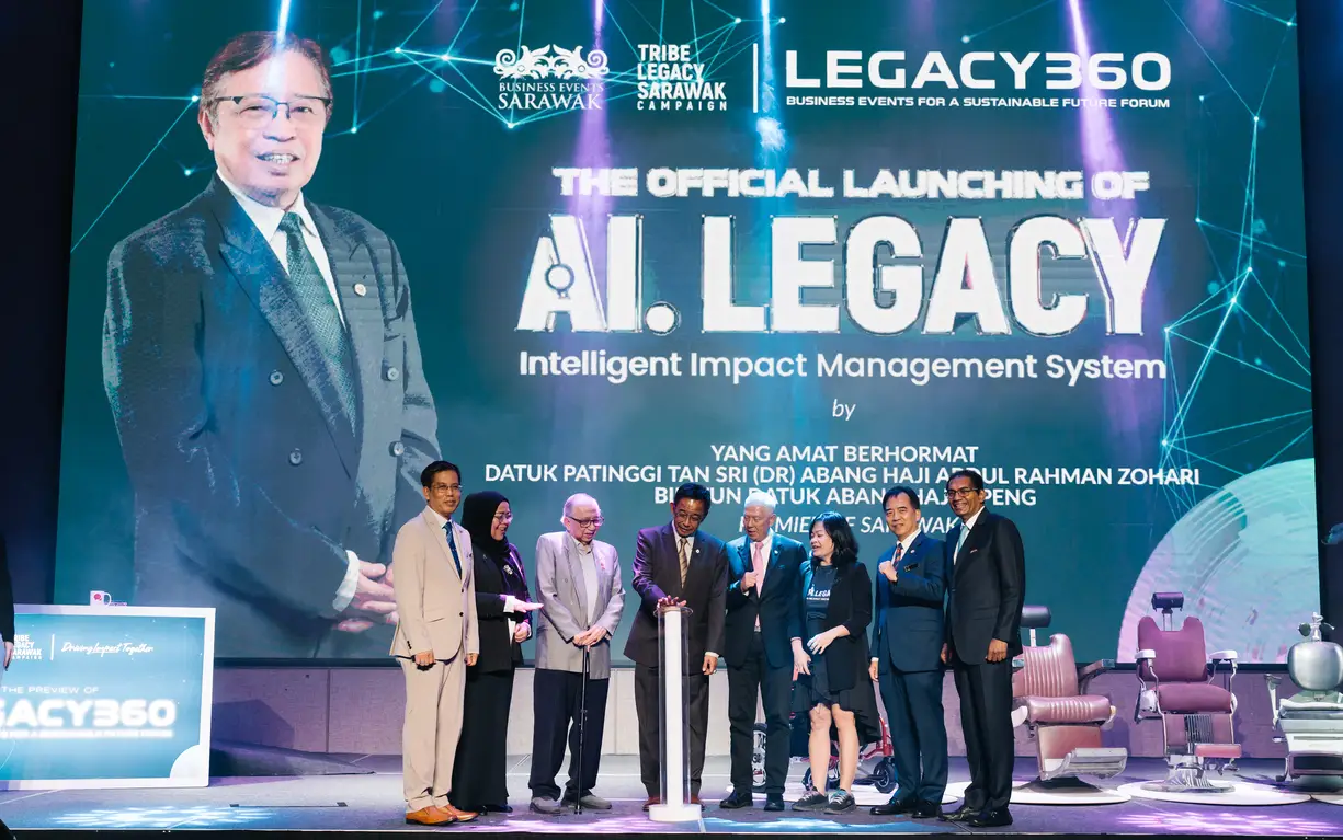 Sarawak Launches Ai.legacy 2 Sarawak officials at the launch event of AI.LEGACY, the world’s first intelligent impact management system for business events.