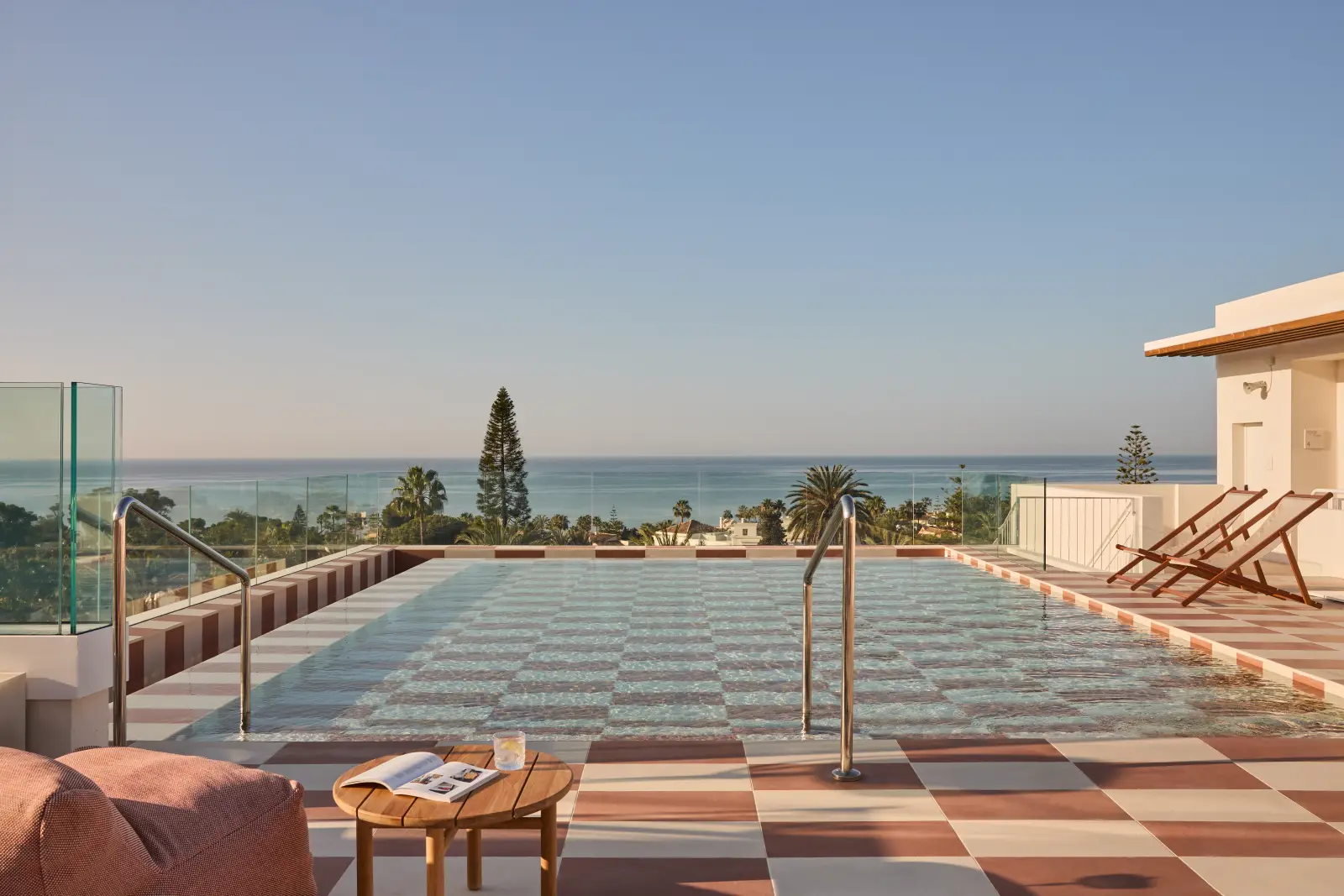 Rooftop infinity pool with Mediterranean views at Kimpton Los Monteros Marbella.