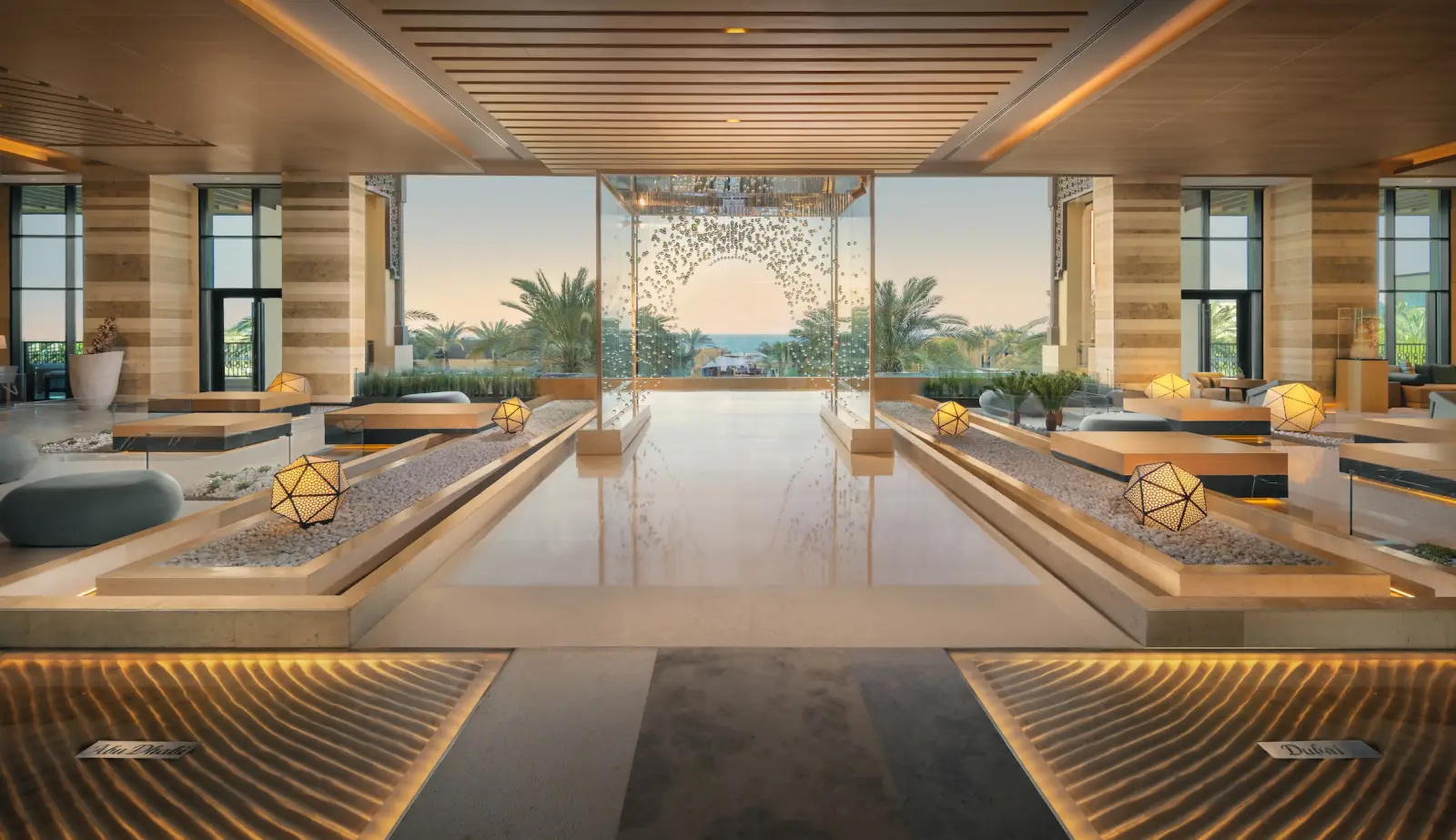 Lobby of Saadiyat Rotana Resort & Villas with ocean view and modern design
