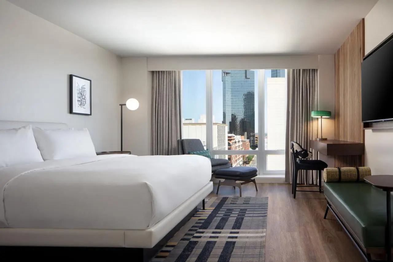 Guest room at Le Méridien Fort Worth Downtown, a new hotel in Texas.